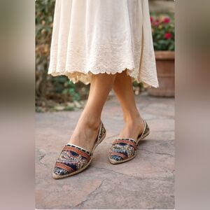 Andrew Stevens Navy Blue Chandra Espadrille Flats Sz 38